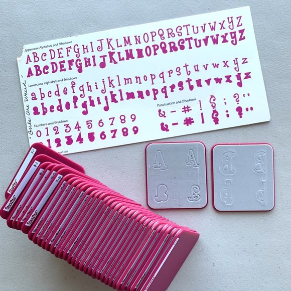 Sizzix Sizzlits 35-die GIRLS ARE WEIRD alphabet dies w/case - Picture 2 of 9